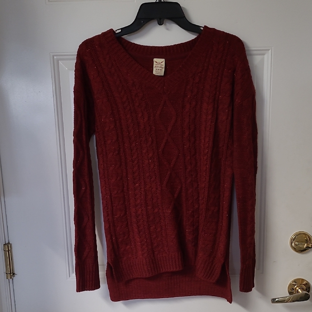 Faded Glory Women's Cable Knit Sweater - Deep Red